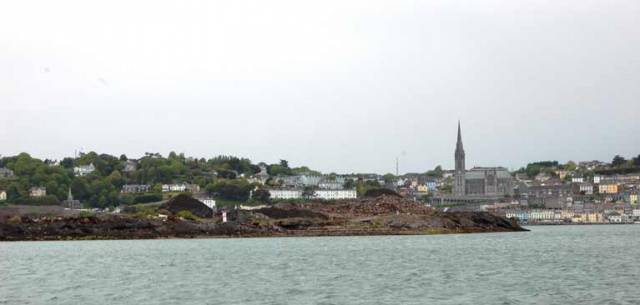Haulbowline Waste Tip as seen from the channel between Haulbowline and Spike Island