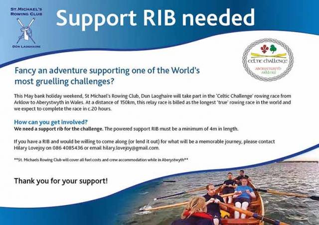 RIB Needed For Charity Irish Sea Coastal Rowing Race