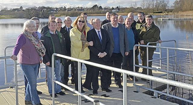 Minister Michael Ring at the opening of new angling facilities at Clare Lake, Claremorris, with members of the Clare Lake / McMahon Park Development Committee, as well as staff from Mayo County Council and Inland Fisheries Ireland