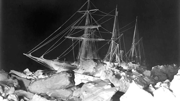 Shackleton&#039;s ship Endurance embedded in the Antarctic ice of the Weddell Sea – one of Frank Hurley&#039;s remarkable photos which have done so much to immortalise an extraordinary expedition.