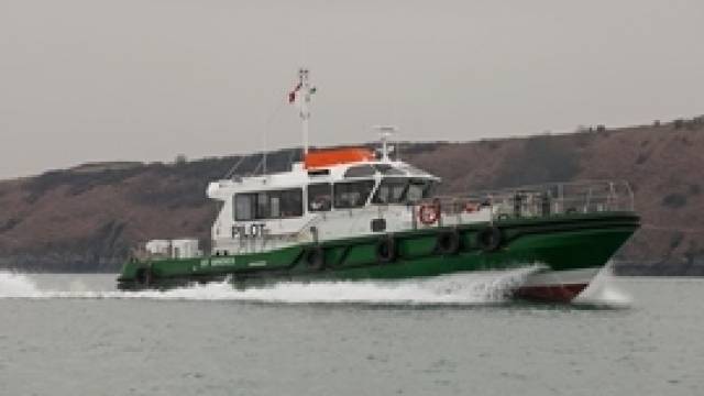 New pilot boat cutter, St. Brides underway on Milford Haven Waterway
