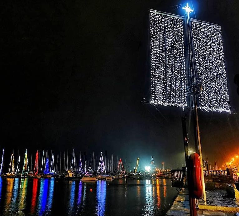 Festive lights afloat at Kinsale Marina in West Cork