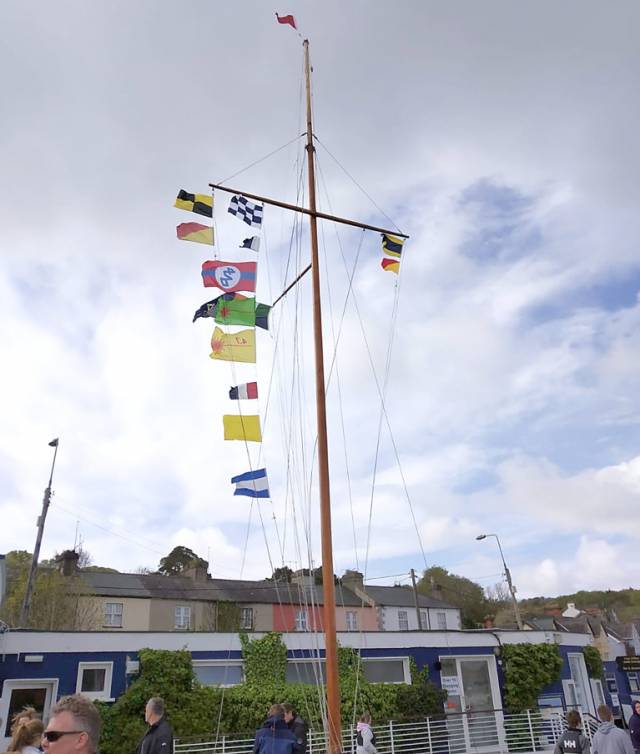 Flags on the RCYC mast indicate the fate of racing on day two of the Irish Sailing Youth Championships