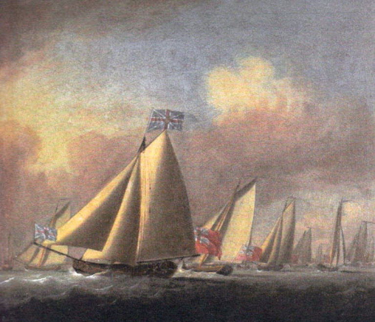 The yachts of the 1720-founded Water Club of the Harbour of Cork – the predecessor of the Royal Cork Yacht Club – as recorded on fleet manoeuvres by Dutch artist Peter Monamy in 1738. The Royal Cork YC’s unique collection of maritime art and memorabilia – some of it 300 years old – is an eloquent testimony to the continuity and quality of sailing enthusiasm in Cork Harbour. 