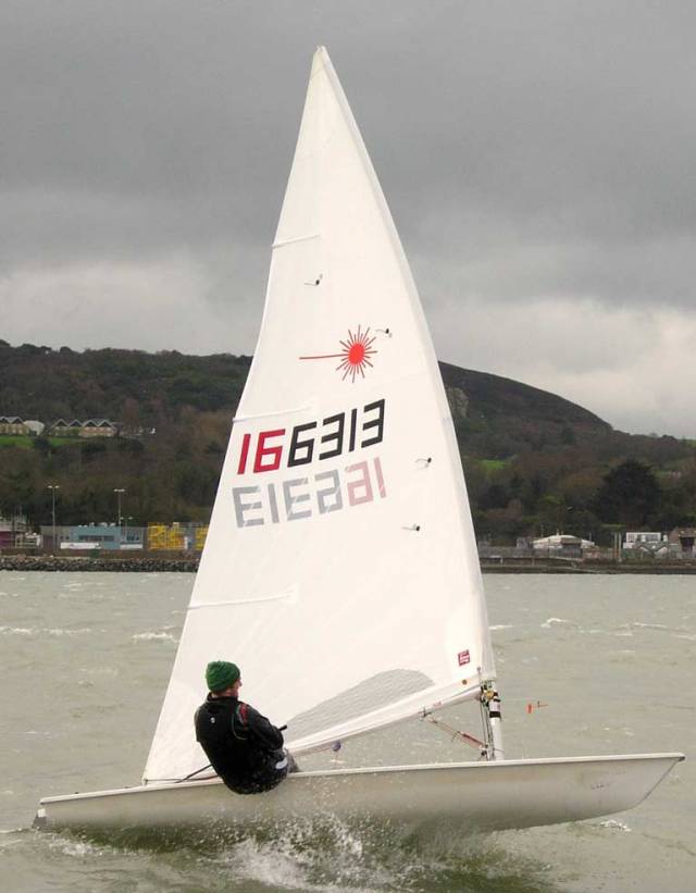Ronan Wallace competing in the first races of Howth Yacht Club's Spring Laser Series