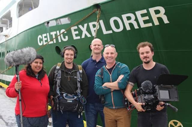 The BBC One television crew members joined scientists undertaking the WESPAS (Western European Shelf Pelagic Acoustic) Survey in July 2017