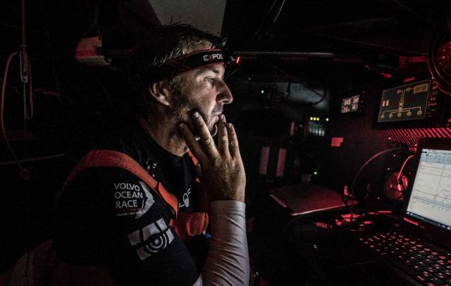 Strategising in the early hours on board Sun Hung Kai/Scallywag