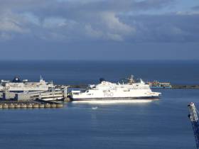 Rival operators DFDS and P&amp;O Ferries berthed at the Port of Dover