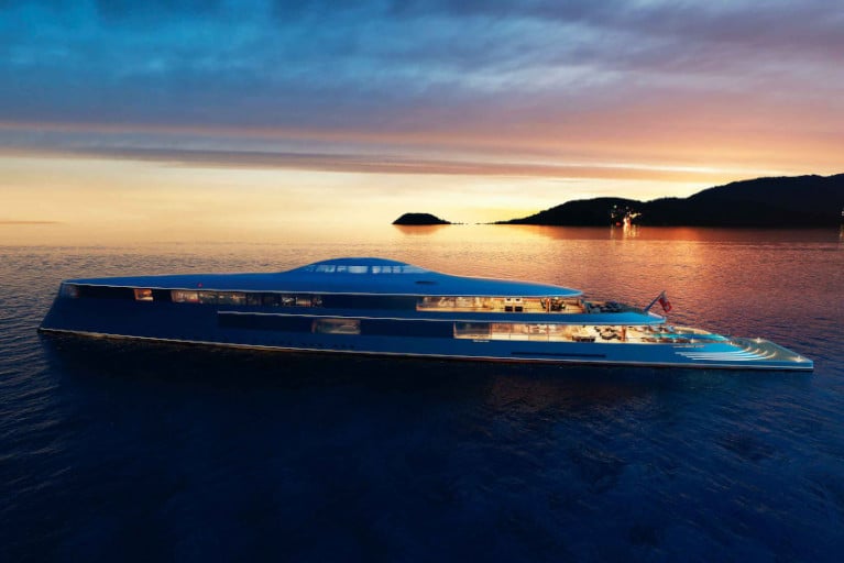 Sinot’s Aqua concept mega-yacht would be powered entirely by liquid hydrogen