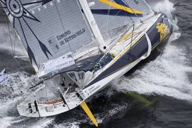 Edmond de Rothschild skipper Sébastien Josse was forced to retire in the early hours of the morning on May 4th after damaging his mainsail battens