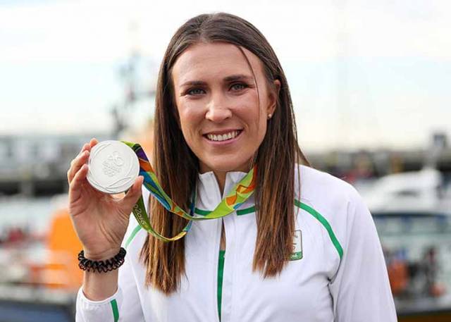 Annalise Murphy with her Olympic Silver medal from Rio