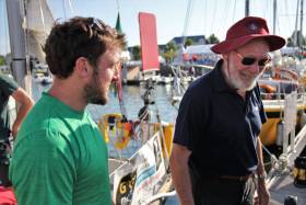 Gregor McGuckin (left) and Sir Robin Knox-Johnston ahead of the start of the Golden Globe Race