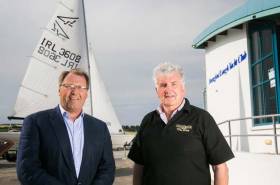 One of the event’s organisers, Roger Chamberlain is pictured with sponsor Willowbrook Foods Managing Director, John McCann MBE at Strangford Lough Yacht Club at Whiterock, ahead of the Flying Fifteen Championships of the British Isles beginning on the 27th June 2018   