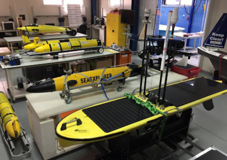 Marine research gliders at PLOCAN in the Canary Islands