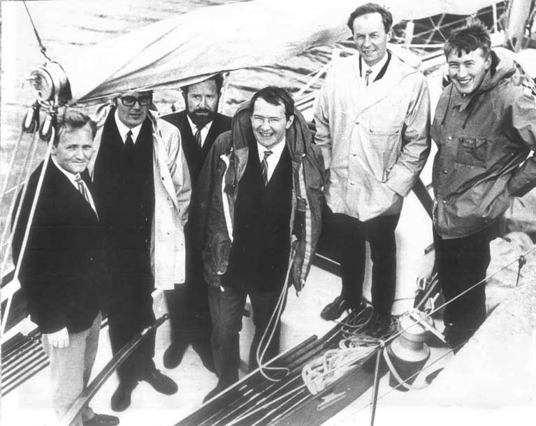 Sarnia’s youthful overall winning crew in the 1967 RORC Beaumaris-Cork Race were (left to right) George Sisk, Frank Larkin, Richard Lawton, Hal Sisk, Jim O’Shea and John Sisk