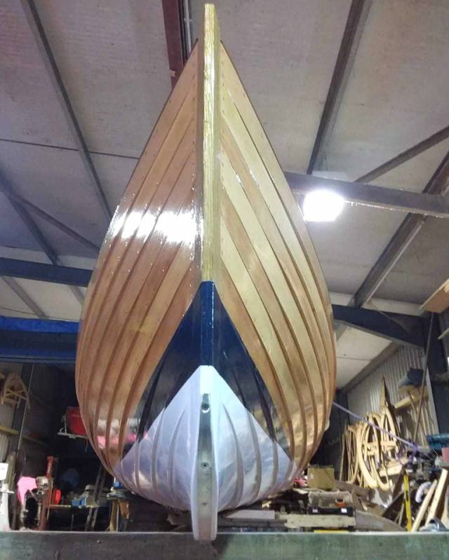 St. Michael’s Rowing Club's new skiff the Gráinne Mhaol being released from the workshop in Cornwall