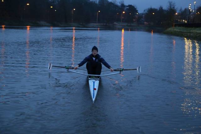 Philip Doyle, the top single sculler at the University Championships of Ireland today. 
