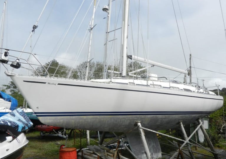 The exterior and (below) interior of the 1997 Starlight 35 currently available at Crosshaven Boatyard