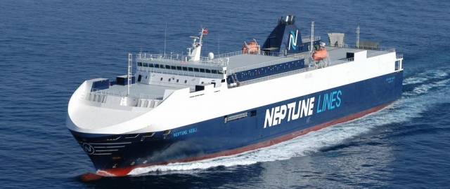 Neptune Aegli, a Pure Car & Truck Carrier (PCTC) which has been on charter to P&O this month