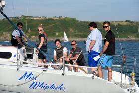 Sailing on the Half Tonner, Miss Whiplash, race sponsor Ronan Enright, (third from left) a former Rear RCYC Admiral, was one of 26 boats competing. Scroll down for gallery
