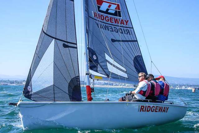 Peter Kennedy, with crew Stephen Kane and Hammy Baker lead the SB20 Nationals on Dublin Bay