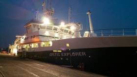 The RV Celtic Explorer preparing for departure from the Port of Cork on St Patrick&#039;s Day