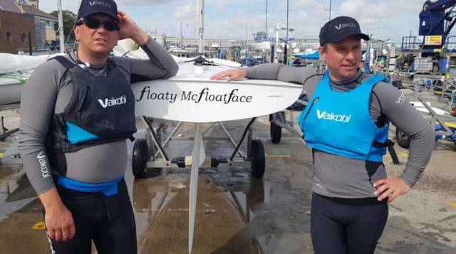 New world champions - Chris Turner and Graham Vials ashore at the National Yacht Club