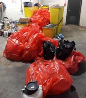 Seized products bagged in the joint operation by officials that took place in Dublin Port