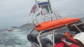 Skerries RNLI tows the stricken motorboat to safety