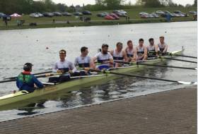The Queen&#039;s novice eight which took gold in the BUCS Regatta at Nottingham.