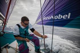 Justin Ferris in action on board Team AkzoNobel on Saturday 10 February