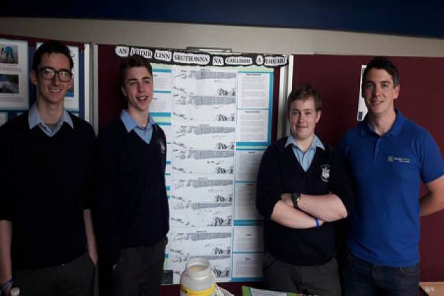 Pupils from Coláiste Croí Mhuire with Conall O'Malley, scientific and technical officer at the Marine Institute