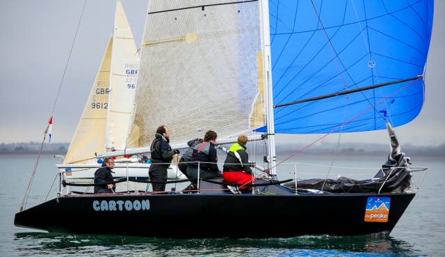 ICRA Class three champion, the all-black Quarter Tonner Cartoon, skippered by Sybil McCormack/Ken Lawless from the Royal Irish Yacht Club will be in action in Cowes tomorrow
