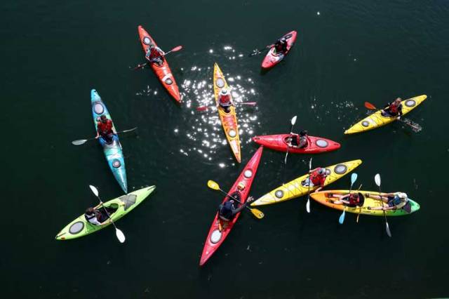 Canoes and Kayakers at Seafest