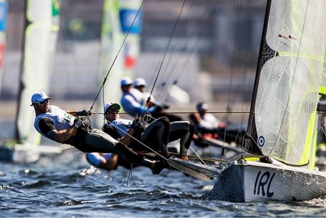 Ballyholme's Ryan Seaton and Matthew McGovern are fourth overall in the 49er