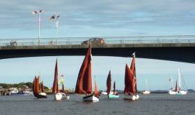Upriver under the bridge at Wexford – Drascombes can do it, but tall-rigged cruisers have to stay beyond on the seaward side
