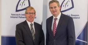 Inland Fisheries Ireland CEO Ciaran Byrne (left) with Minister Sean Kyne at Inland Fisheries Ireland Citywest offices