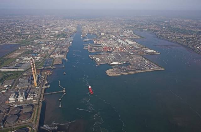 View looking west of Dublin Port