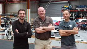 New sail loft for Galway (from L to R) Sales Consultant Evan O&#039;Connor, Managing Director Donal Small and Director/Loft Manager Yannick Lemonnier on their visit to the Doyle Sails HQ in Auckland, New Zealand