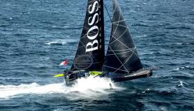 Hugo Boss doing what she does best – zooming offwind on the foils