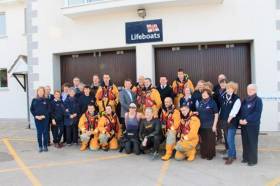 John Brennan with the volunteer lifeboat crew, fundraisers, supporters and guests at Dunmore East RNLI