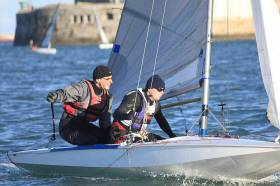 Alistair Court &amp; Gordon Syme take a tack at the Dun Laoghaire Fireball Frostbites