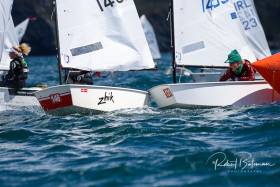 There was some tight racing off Kinsale in the first day of racing in the Optimist Nationals yesterday. Scroll down for Junior fleet racing gallery