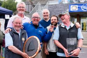 John Gordon (holding trophy on left) with the &#039;X-Rated&#039; crew from Mayo Sailing Club