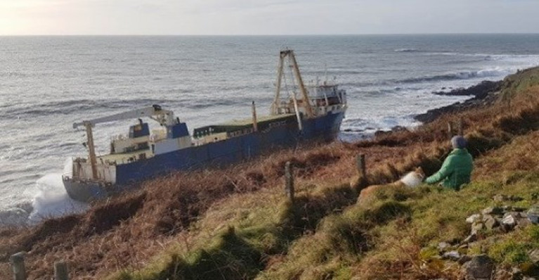 Cargoship Alta aground on rocks west of Ballycotton, Co. Cork