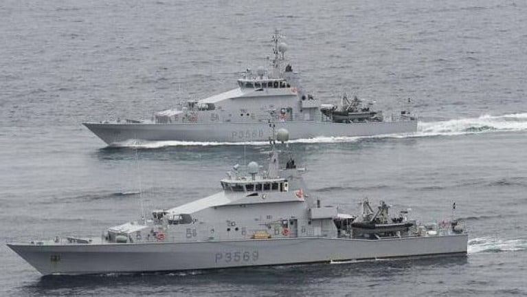 Renaming campaign: In the foreground, HMNZS Rotoiti, one of the pair of former New Zealand 'Lake' class patrol cutters procured for the Irish Naval Service. 