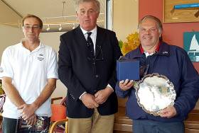 Flying fifteen Western winners Ian Smyth (left) with LDYC Commodore David Meredith (centre) and Brian McKee 