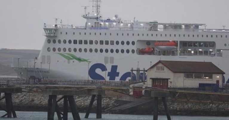 Stena Estrid berthed at the Port of Holyhead which operates to Dublin Port