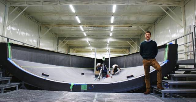 Marcello Persico in the Persico Marine Boatyard in Bergamo as the new VOR 65 hull is crafted