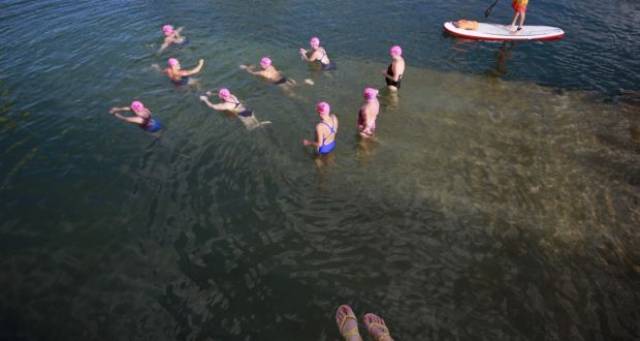 Dublin (Dun Laoghaire) council report says funds not available for urban beach and cruise ship facility. Above: Swimmers enjoy Dún Laoghaire Harbour.